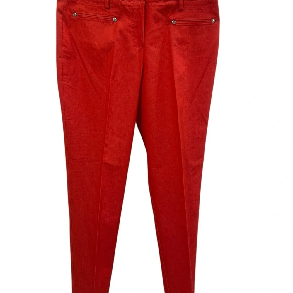 Larry Levine Vibrant Cherry Red Tailored  Straight Leg Pants Size 8 NWOT - Picture 4 of 13